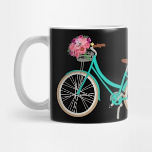 Turquoise bicycle and Peonies Mug